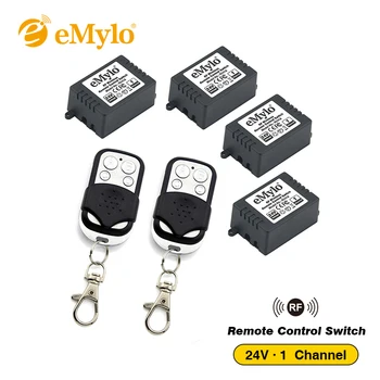 

eMylo RF 24V Smart Wireless Remote Control Light Switch 433Mhz One Transmitter 4X1 Channel Relays Lamp Intelligent Switches