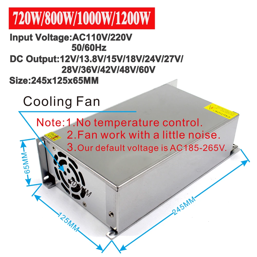 Свет трансформатор DC12V 13,8 V 15V 18V 24V 28V 30V 32V 36V 48V 60V 42В 300W 400W 500W 600W 720W 800W 1000W 1200W DC источник питания