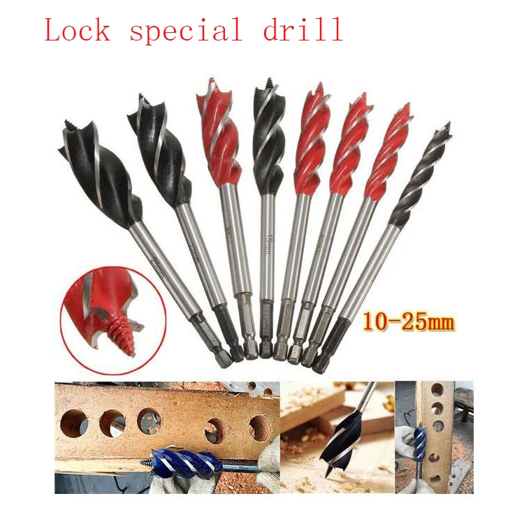 

Free shipping Woodworking bit four slot four - sided carpentry woodworking bits drill hole opener lock reaming bit Twist drill