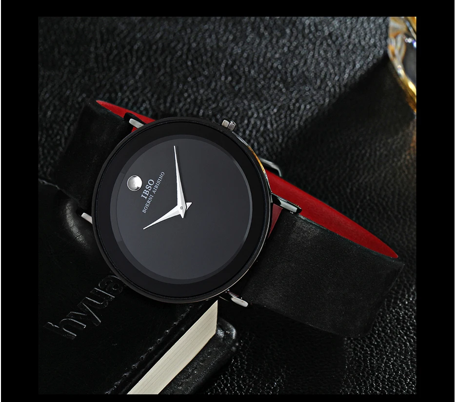 quartzo pulseira de couro à prova dwaterproof