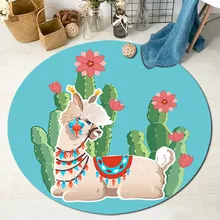 Дети Мультфильм Альпака кактус круглый коврик и ковры для ребенка дома гостиной цветок большой мягкой спальни Нескользящие двери пола Коврик для йоги