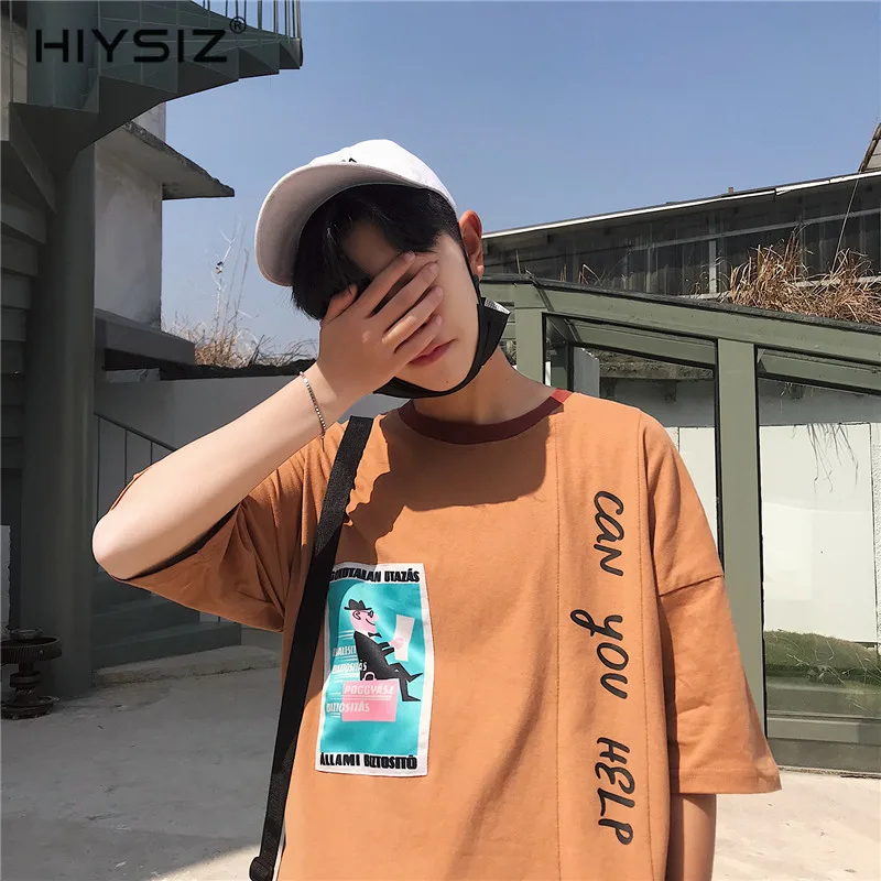 

HIYSIZ 2019 Short Sleeve Casual Cotton tshirt Streetwear Harajuku t shirt Men Summer Hip Hop tshirt Ship Cartoon T-shirts ST532