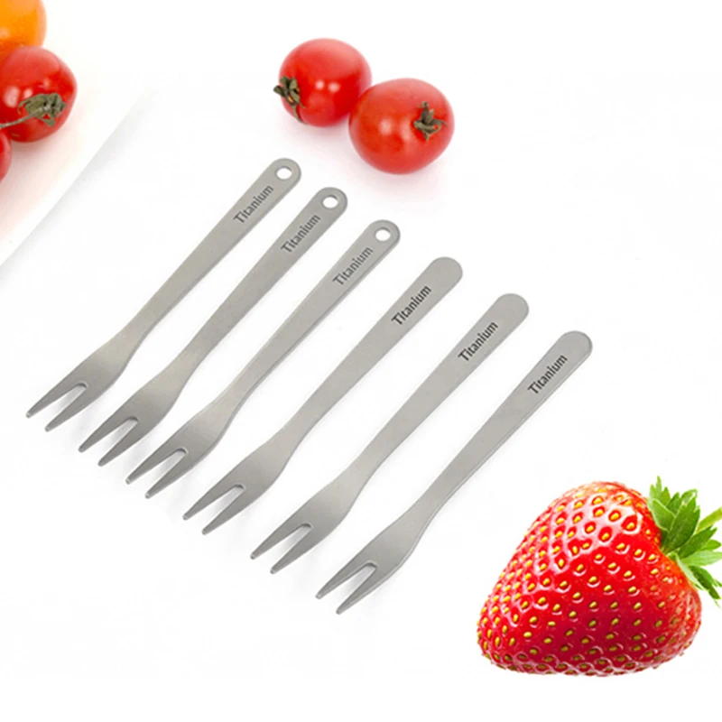 

Tiartisan 3pcs 92*9mm Pure Titanium West Tableware Fruit Fork Sign Small Fork Cake Dessert Fruit Fork For Outdoor Camping Travel