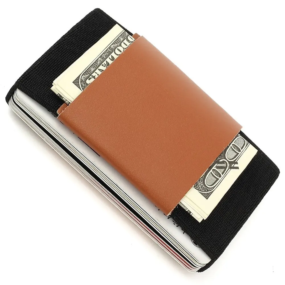 Эластичные пояса из натуральной кожи Малый кредитной держатель для карт с наличные портмоне Magic визитница минималистский Тонкий Бизнес ID