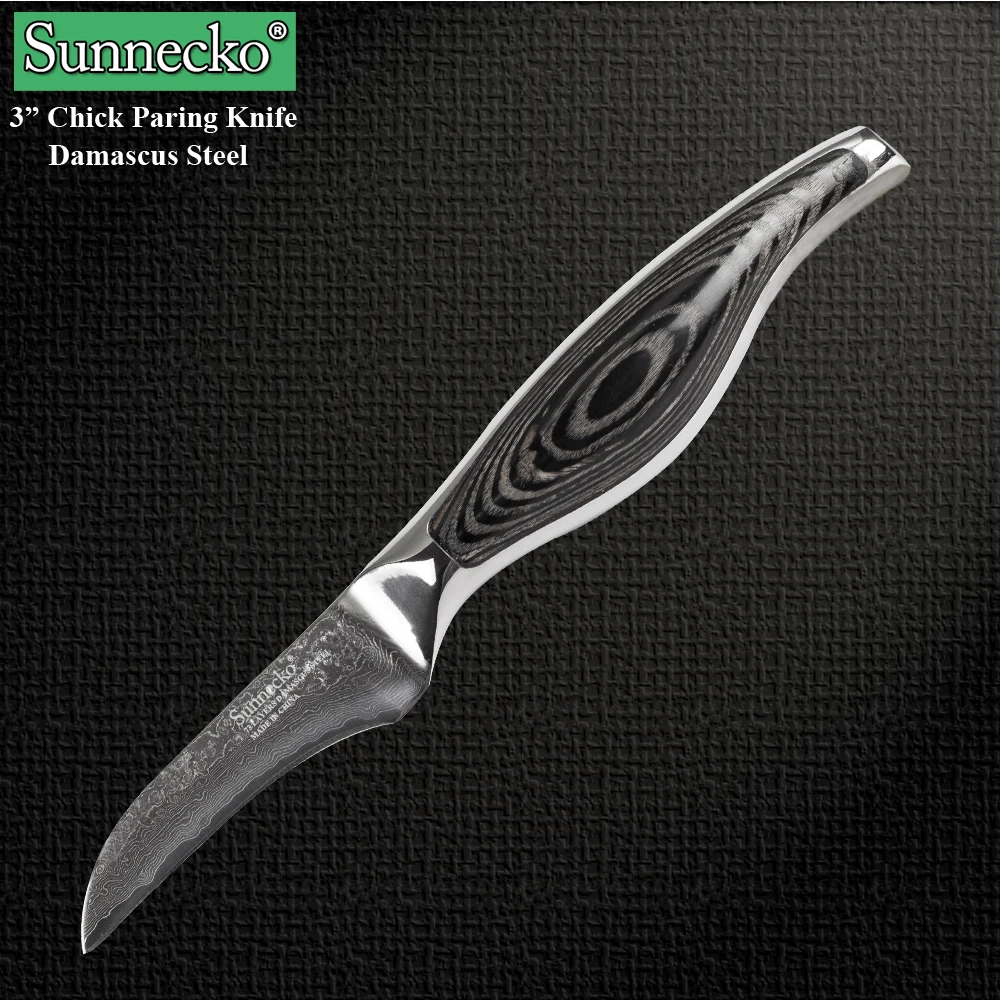Sunnecko 3 inch Japanese Damascus Peeling Knife Bird 73 Layers Kitchen