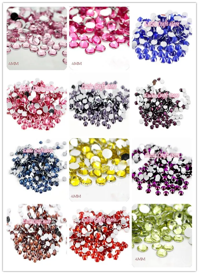 لوسيا الحرف متعدد الألوان الخيار 4 ملليمتر 1000 قطع ss16 flatback الراتنج الراين diy هاتف المحمول مسمار الفن ملصق 12030401 (1000)