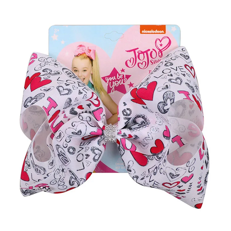 Jojo Siwa Grosgrain ленты большой 8 дюймов банты для волос ручной работы с аллигатором клип узор красивый подарок для детей головные уборы для девушек - Цвет: 15