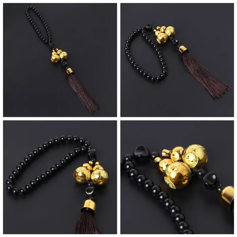 Gold Plated Double Gourd Amulet Talisman Gift Pendant Car Rear View Mirror Decor for car accessories