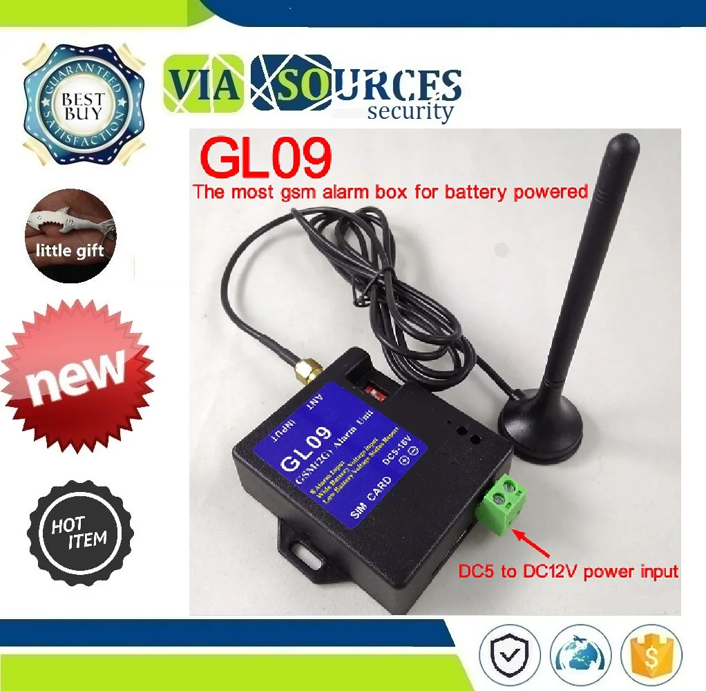 

GL09 New 8 Channel Super Mini GSM Alarm Systems SMS Alarms Security System Most Suitable For Battery Operated Portable Alert