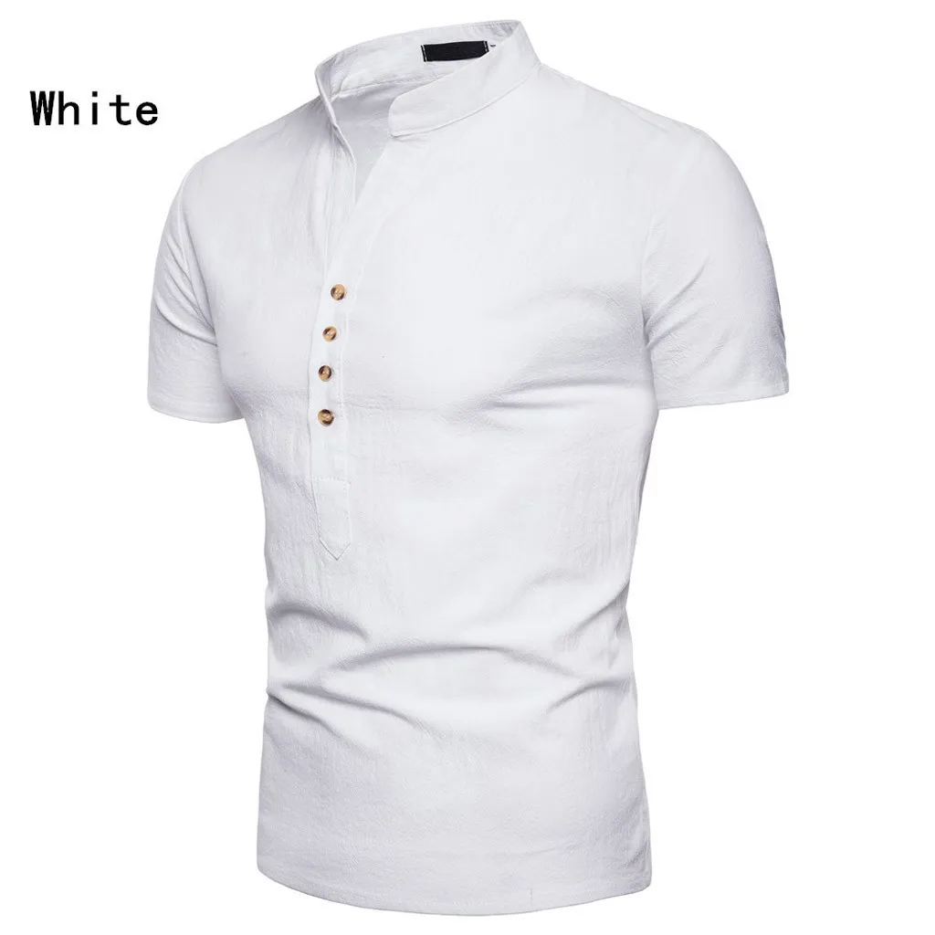 Белый Рубашка поло для мужчин Повседневная летняя Camisa Polo Masculina однотонная мужская рубашка поло с коротким рукавом рубашка с воротником-стойкой Топ брендовая одежда - Цвет: Белый
