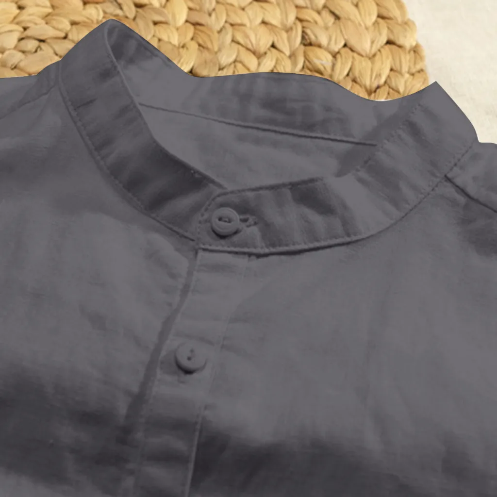 Womail 2019 Новое поступление рубашка модная Высококачественная летняя Мужская дышащая сплошного цвета с кнопками хлопковая рубашка с