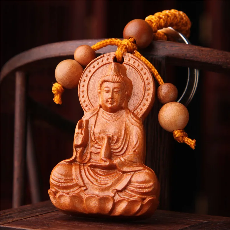 Wholesale Guanyin Bodhisattva Engraving Key Pendant Buddha Keychain Car