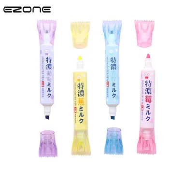 

EZONE 1PC Candy Color Double Head Fluorescent Marker Pen Round Toe/Oblique Marker Pen Office School Supply Students Stationery