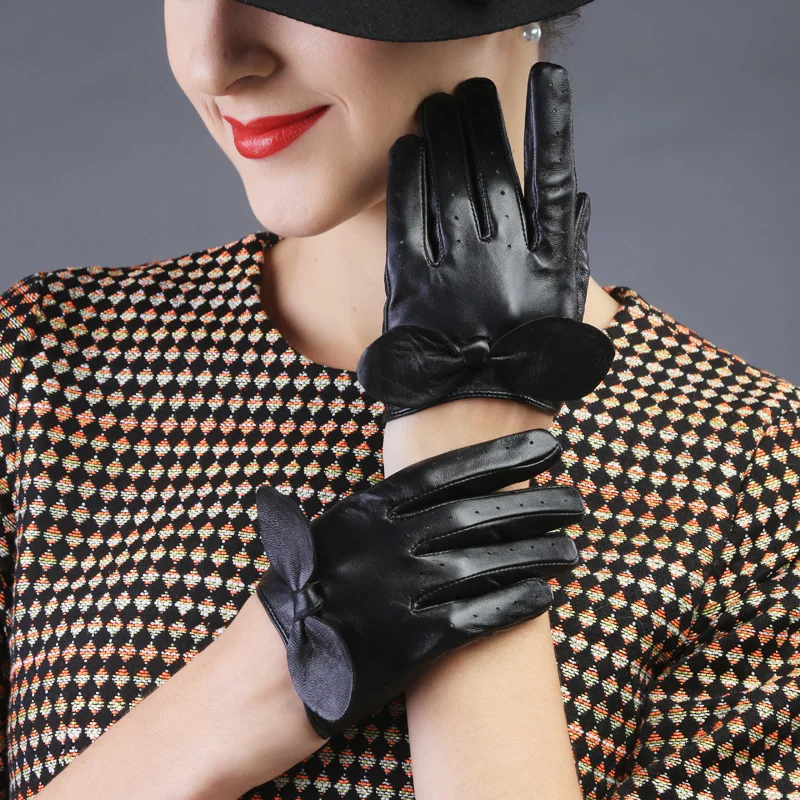 new autumn winter lady model Fashion sexy women genuine leather Small Bow knot driving car pole dancing gloves Mittens new autumn winter lady model Fashion sexy women genuine leather Small Bow knot driving car pole dancing gloves Mittens