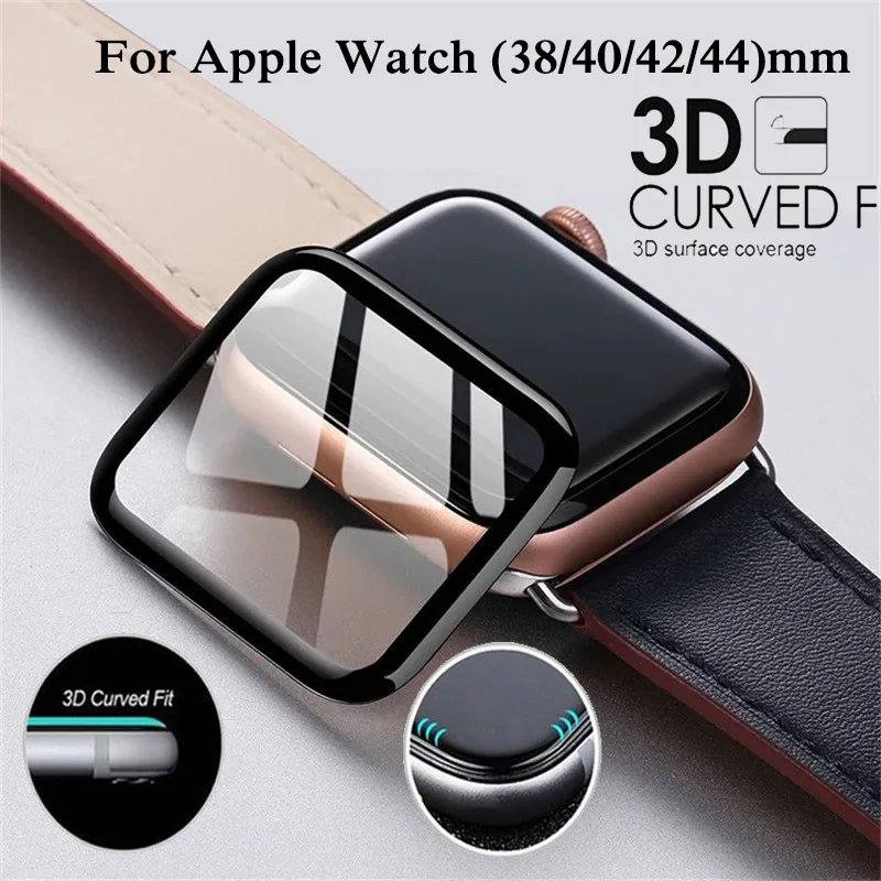 

3D curved surface 9H Tempered film For Apple watch 40/44mm 38/42 mm Screen Protector for Apple Series watch 4/3/2 Film cover D16