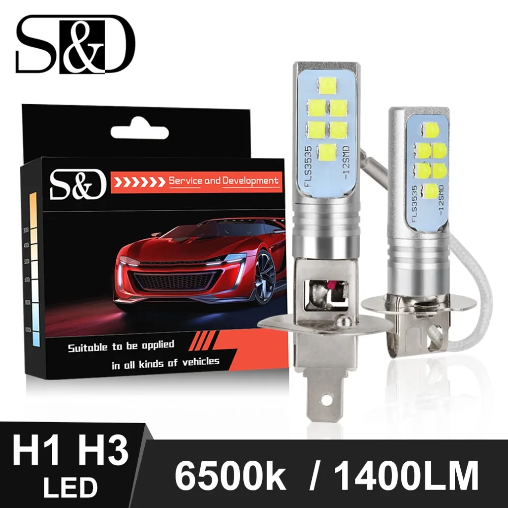 H3 Headlight White DC 12V Automotive LED Super bright 6000K Low power Useful