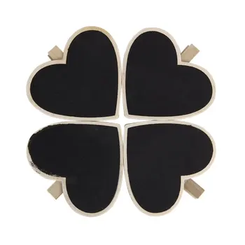 

2 PCS of 8xheart-shaped blackboard wooden peg Photo / notebook / paper clip
