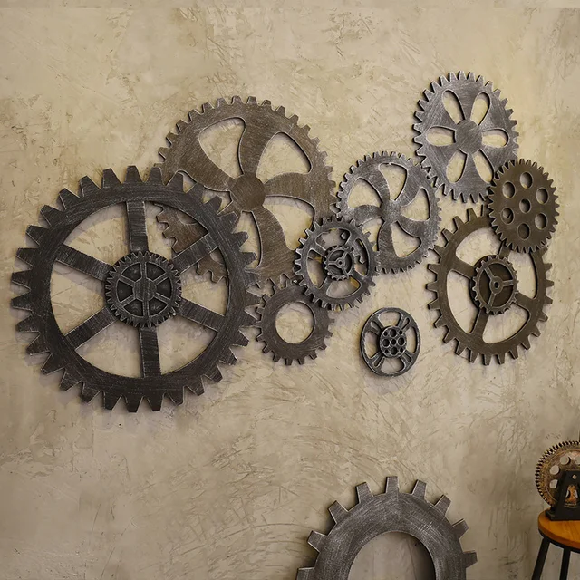 Wooden Gear Wall Stickers Diy Art Decor For Living Room Pub Wooden Gear Wall Stickers Diy Art Decor For Living Room Pub Cafe Office Craft