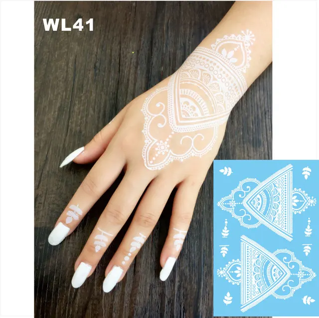 WL 41 Beautiful White Henna Temporary Tattoo Hand Decoration Sticker For Daily Makeup Or WL 41 Beautiful White Henna Temporary Tattoo Hand Decoration Sticker For Daily Makeup Or