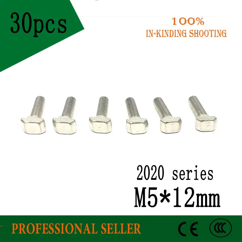 30 шт. M5X12 2020 серия M5 * 12 мм головка молотка Т образный болт винт с никелированным