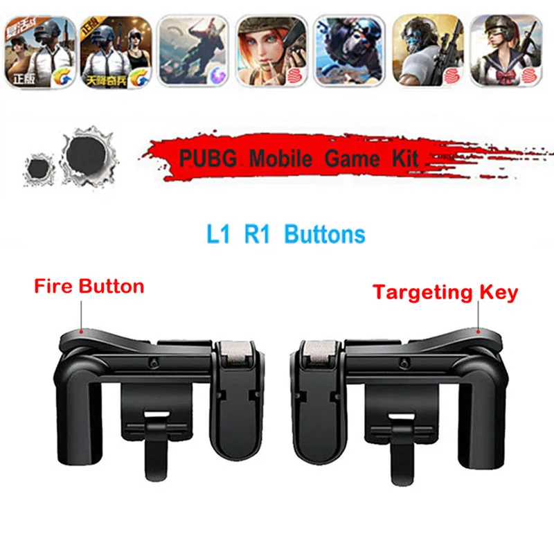 

2Pcs Toy Sport Games PUBG Moible Controller Gamepad Free Fire L1 R1 Trigger PUGB Mobile Game Pad Grip L1 R1 Button Joystick