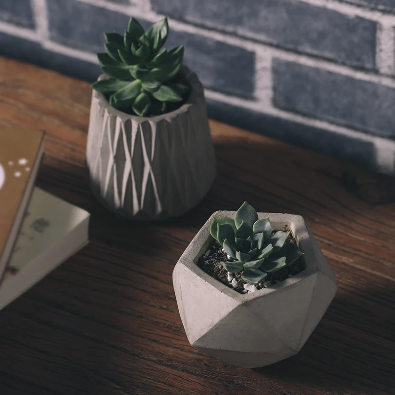 

New European style Succulent plants Flowerpot Molds Cement tabletop Geometric silicone molds concrete pot mold