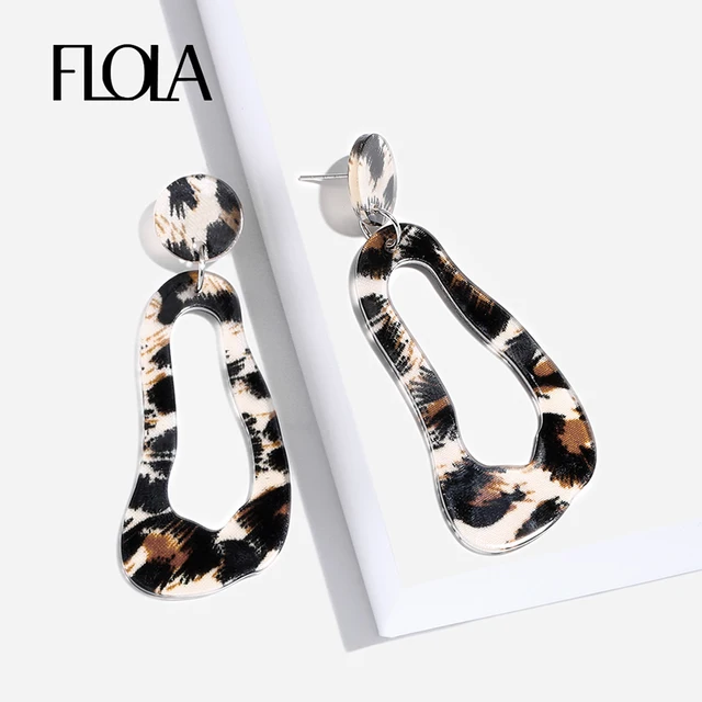 Flola Geometric Leopard Earrings For Vintage Acrylic Animal Flola Geometric Leopard Earrings For Vintage Acrylic Animal Print Oorbellen Za Resin Circle Drop