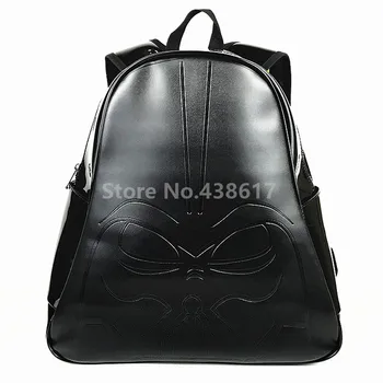 

New Fashion Black PU Star Wars Darth Vader Boys Backpack Bags for Children Kids College Students School Bag