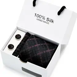 Gift box 3PCS Men's Plaid Tie Handkerchief Set Black Floral 8cm Necktie Pocket Square Tie Clip Red For Men Wedding Accessories Gift box 3PCS Men's Plaid Tie Handkerchief Set Black Floral 8cm Necktie Pocket Square Tie Clip Red For Men Wedding Accessories