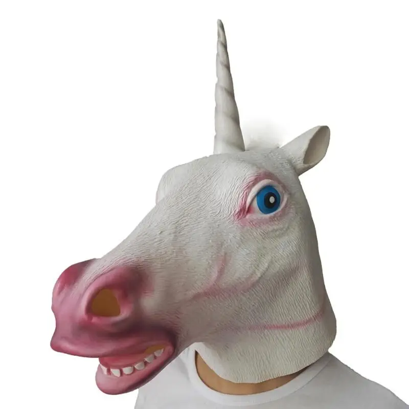 Лошадь Единорог Маска собаки Хэллоуин обезьяна маска для вечеринок жуткий костюм животного театр шалость сумасшедшие вечерние аксессуары для Хэллоуина - Цвет: unicorn