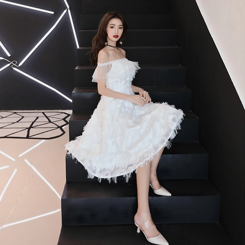 Белые вечерние платья средней школы Выпускной платья Mori Girl Vestido De Soiree Femme платье Бальные платья TS761