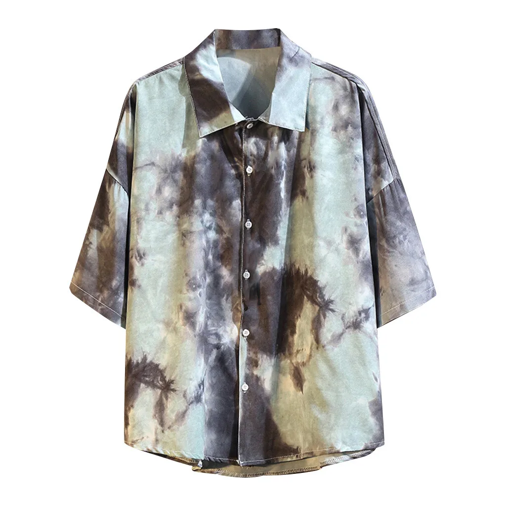 

Womail 2019 New Arrival Print Men Shirt Short Sleeve Stand Collar Casual Tops Loose Beach Men Hawaiian Shirts Camisa Masculina