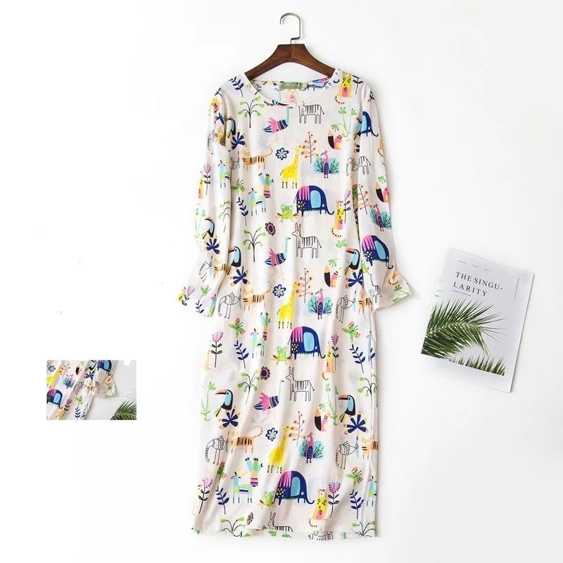 

Long Nightgowns Cartoon Sexy Women Sleepshirts 100% Brushed Cotton Nighty Autumn Womens Lingerie Nightgown Plus Size Sleepwear
