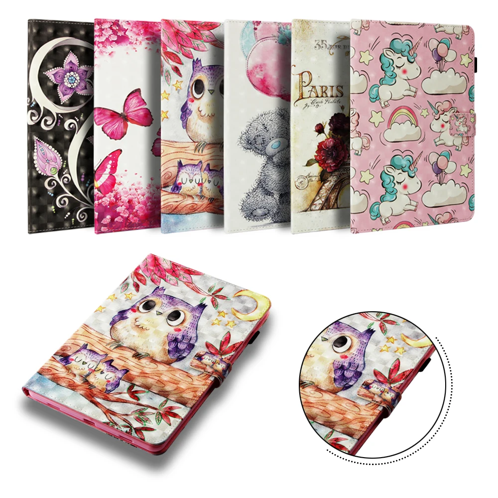 

Funda Case For Amazon Paperwhite 1 2 3 4 Universal Fashion 3D Printed OWL Leather Flip Wallet Case Silicone Shell Coque 6" Case