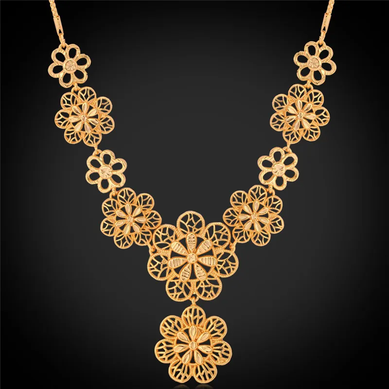 Necklace For Women Trendy New Gold/silver Color Blossom Flowers Bohemia Long Necklace Vintage