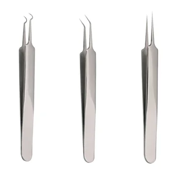 

2019 New Straight Bend Curved Blackhead Acne Clip Tweezer Pimple Comedone Remover Kit Face Cleaner