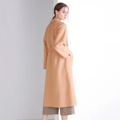 Chaud Gc129 Tinteen Hiver Turn 2018 Feminino Gold navy Automne Casaco De down Face Femmes Col caramel Mode Camel Laine Cachemire Double Manteau qq6TC