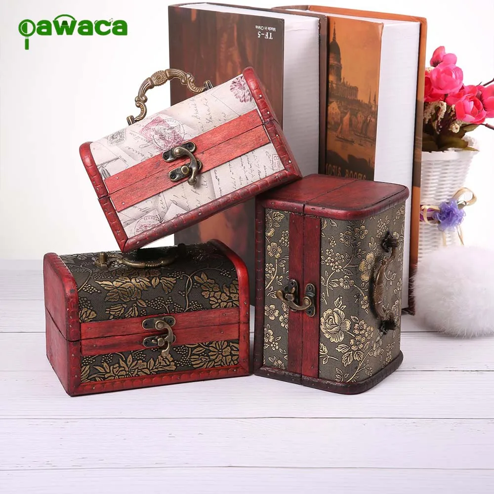 

3 Style Retro Desirable Vintage Wooden Pattern Storage Box Jewelry BraceletSmall Objects Creative Storage Case Home Decor