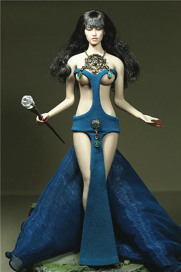1/6 масштабная Сексуальная Женская длинная синяя одежда трость аксессуары модель для 1" Phicen большой бюст женская фигурка кукла игрушка