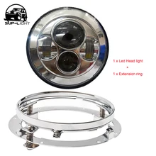 7 дюймов светодиодные фары+ Удлинительное Кольцо Монтажный кронштейн для Harley мотокросса