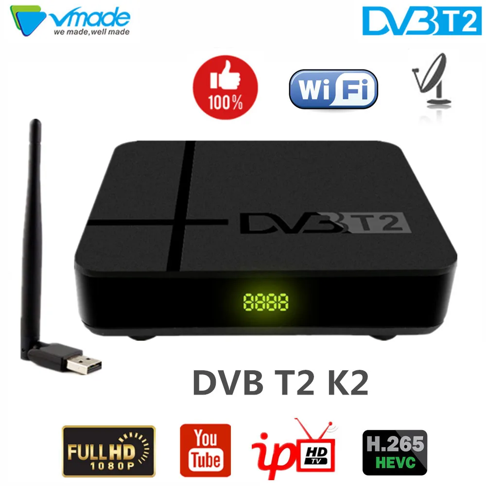 Vmade Новый ТВ бокс DVB T2 цифровой наземный приемник k2 MAX H.265 + wifi тюнер поддерживает