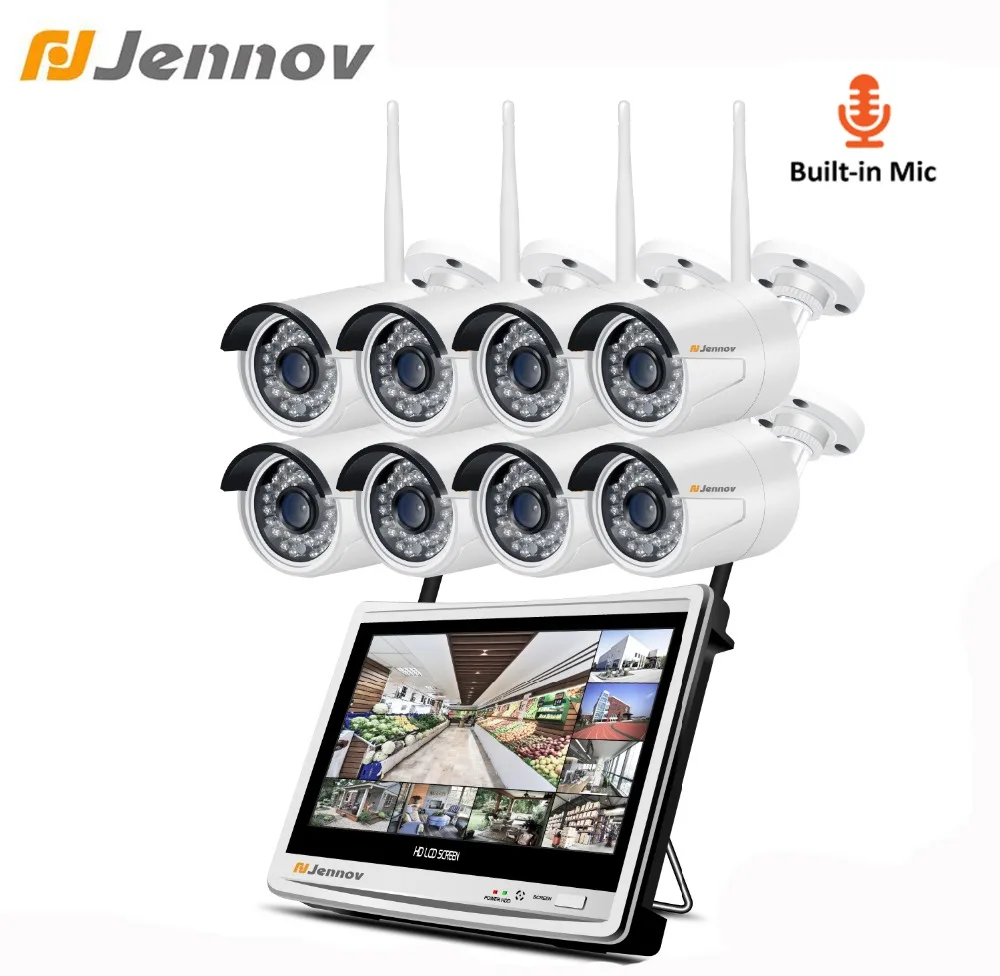 

Jennov 8CH 2MP Video Surveillance Kit IP Camera Outdoor 1080P WiFi Security Camera System Wireless NVR 12Inch LCD Screen HD P2P