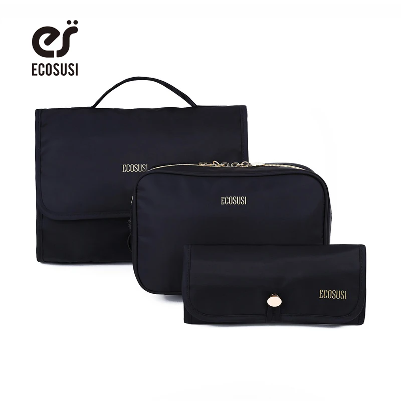 ECOSUSI New Fashion Travel Cosmetic Cases Multifunction Makeup Organizer Bag Women Nylon Toiletry Kits Makeup Bags Wash Bag