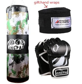 

100cm Training MMA Boxing Bag Hook Hanging Kick Muay Thai gloves Sanda Punching Bag Sandbag (Empty)