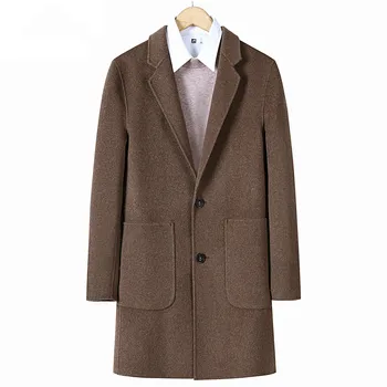

90% Double Merino Wool Men Winter Jacket Warm Long Overcoats Slim Fit Turn Down Thick Men's Coat Blends Luxury Formal Jackets