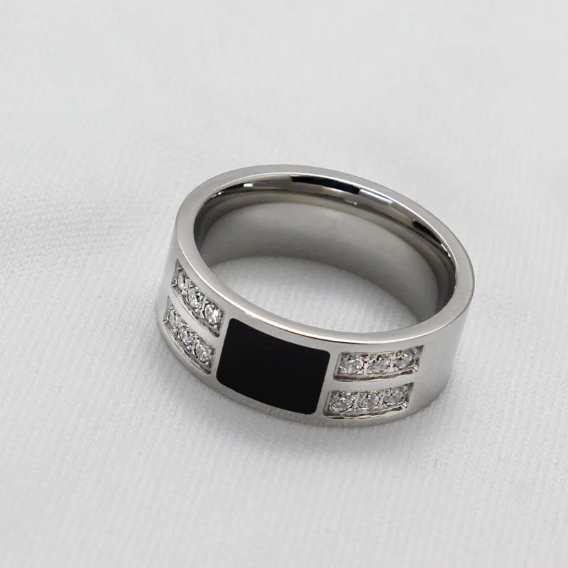 Men's Wedding Rings Silver Plated Rings for Men Jewelry with 12pcs Cubic Zircon Stones