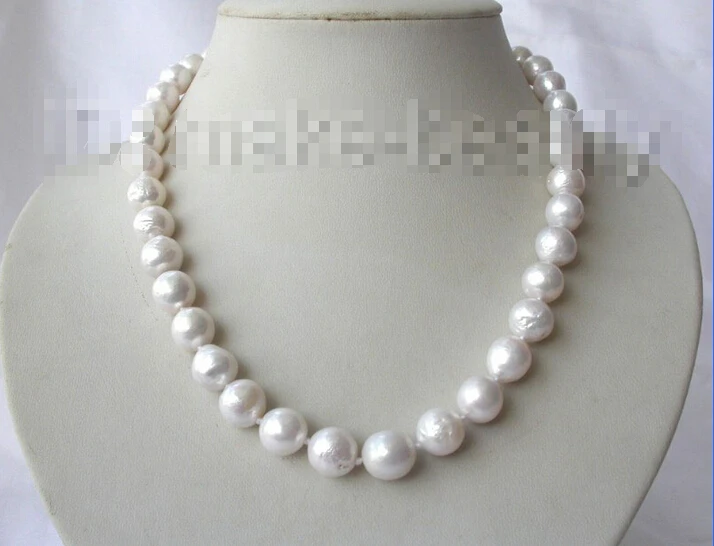 

FT6M89FN Free shipping >>>>>>stunning big 11mm round white Edison keshi reborn freshwater pearl necklace h810
