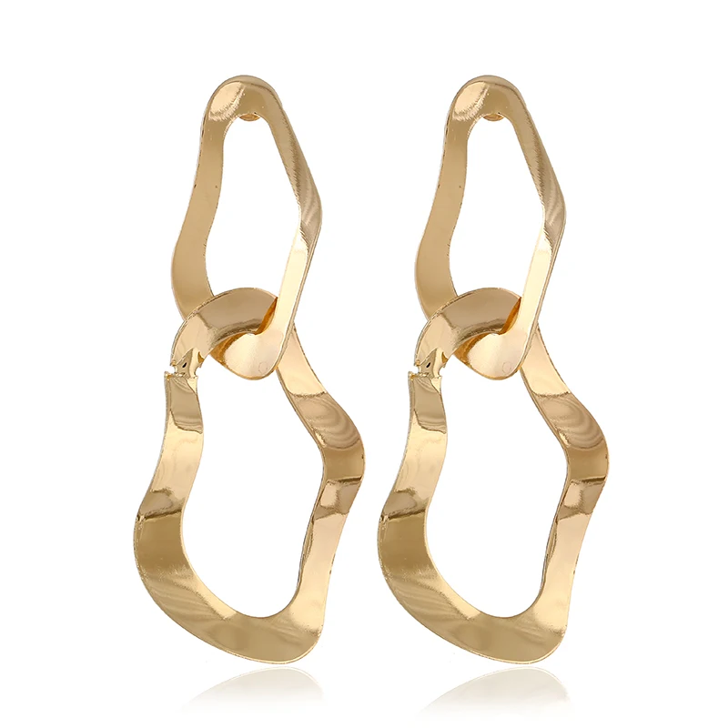 

FLDZ Personality exaggerated irregular geometric metal Stud Earrings fashion street shoot ladies long earrings