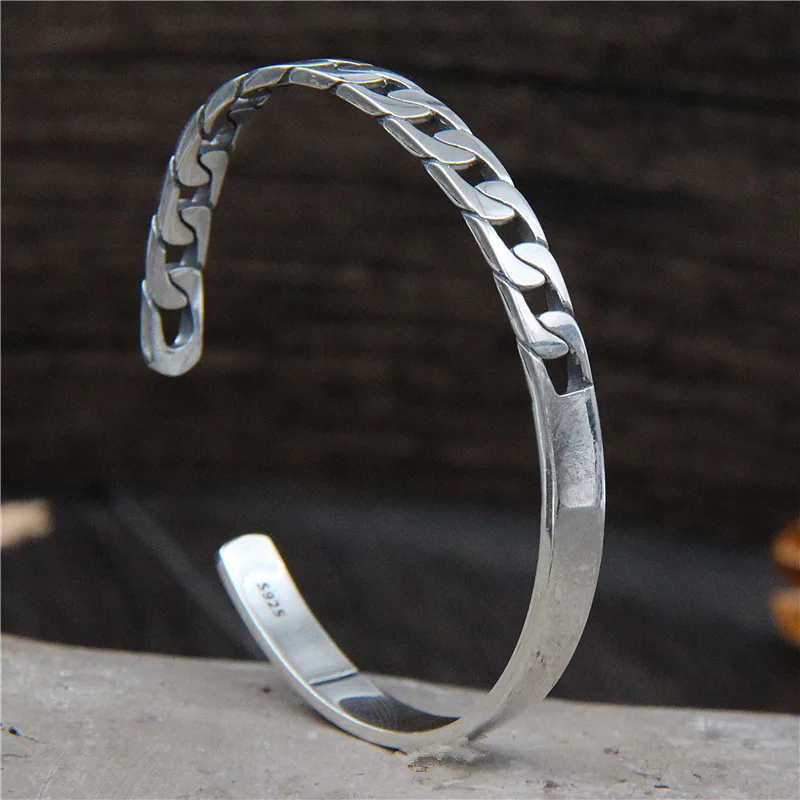 

Jewelry Fashion Personality Whip Chain Bangle S925 Sterling Silver Japanese And Korean Simple Light Bangle Male And Female Model