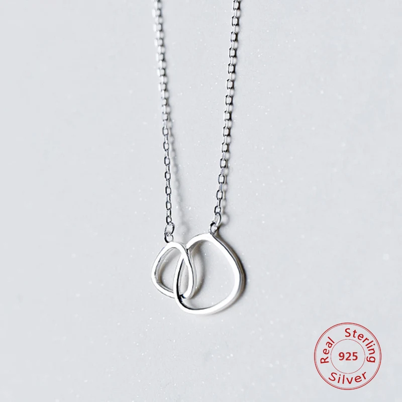 

Classic 100% Real 925 Sterling Silver Geometric Necklace Polished Infinity Eternal Love Necklace Pendant Promised Love